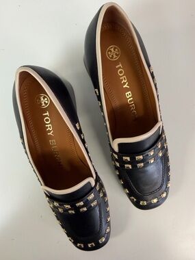 Brand New Tory Burch Perfect Black Dulce De Leche Leather Loafer Heel Shoe Sz 6